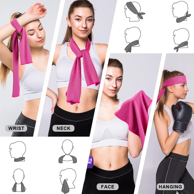 CADONO 4 Pack Cooling Towel (40""x12"")  Soft Breathable Chilly Towel  Ice Towel  Microfiber Towel for Yoga  Sport  Running  Workout Gym  Camping  Fitness  Workout & More Activities(Multicolor) - Image 3